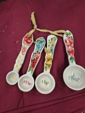 Vintage  Pioneer Woman Floral Ceramic Measuring Spoon Set